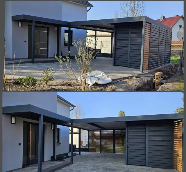 Carport Berlin mit Geräteschuppen