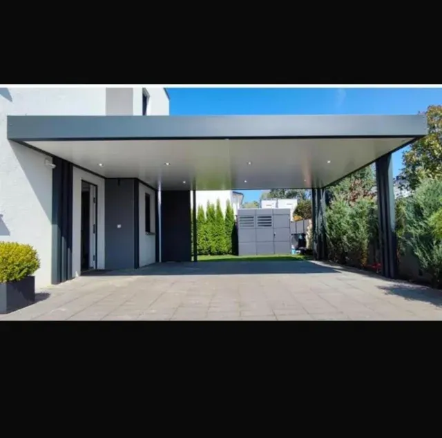 Premium Carport Berlin mit weißem Unterbau mit LED Beleuchtung